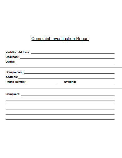 standard complaint investigation report