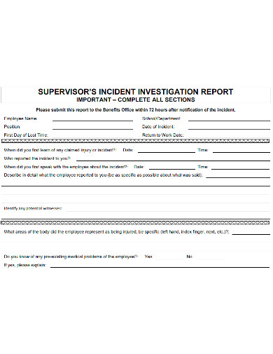 standard employee investigation report