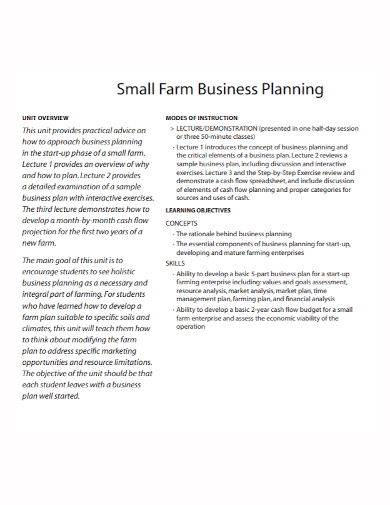 standard small farm business plan