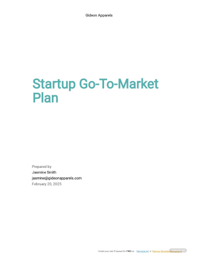 startup go to market plan template