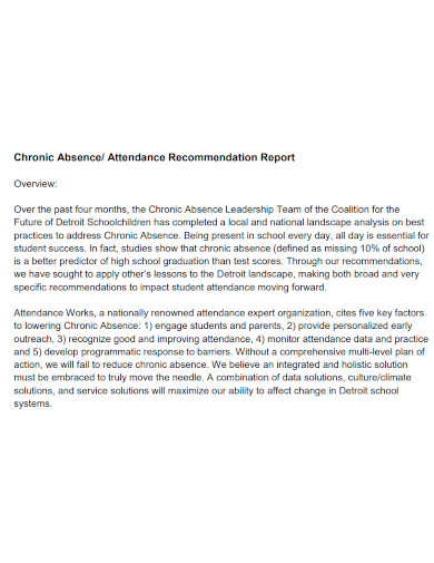 student attendance recommendation report