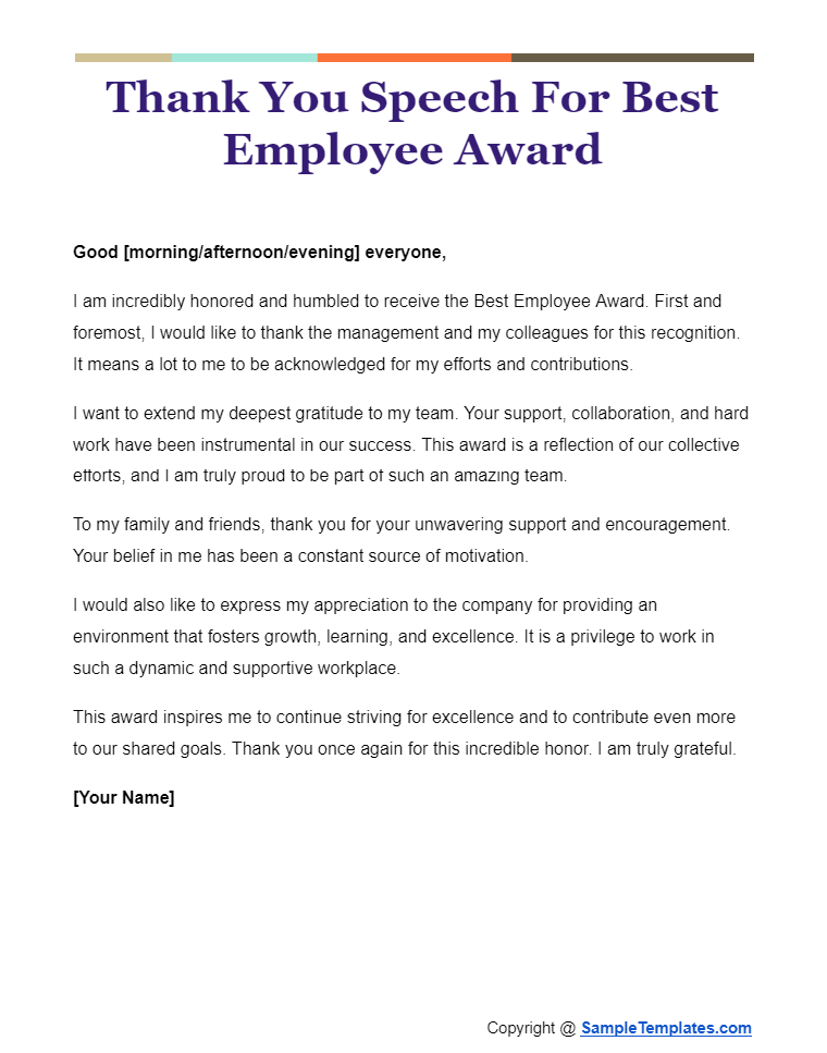 thank you speech for best employee award