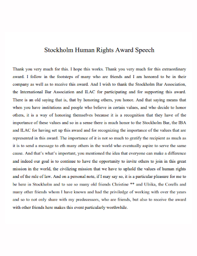 thank you speech for human rights award