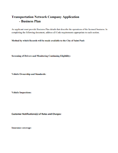 transportation network company business plan