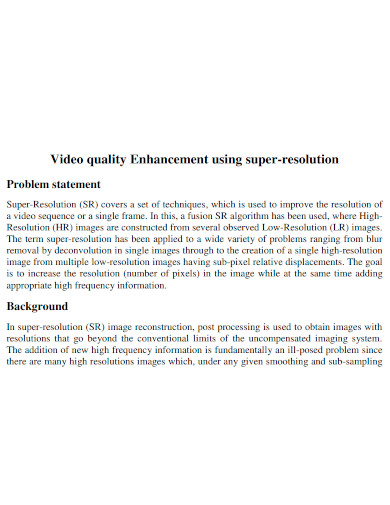 video quality problem statement