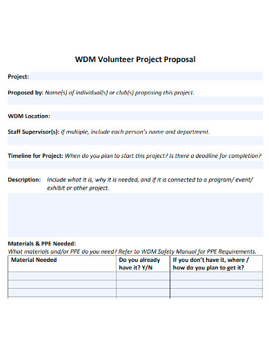 volunteer project proposal form