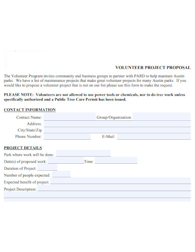 volunteer project proposal sample