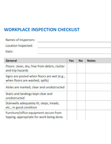 workplace safety inspection checklist format