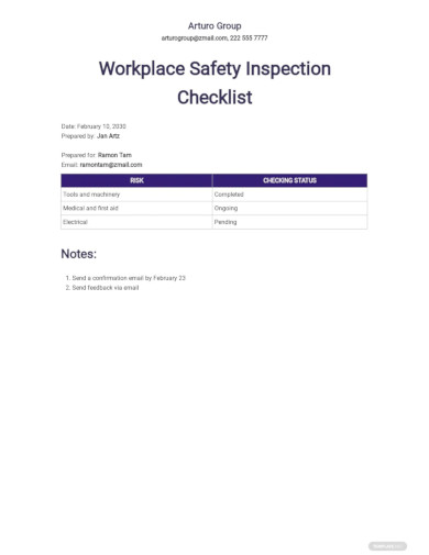 workplace safety inspection checklists