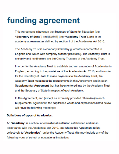academy trust funding agreement