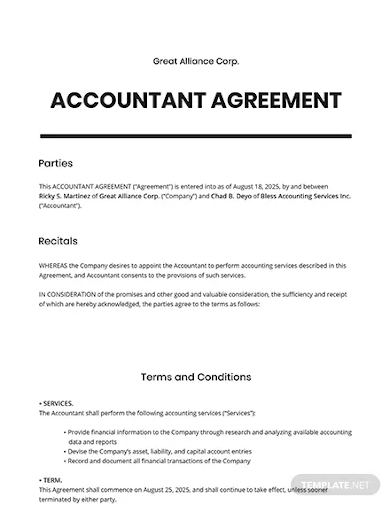 accountant agreement template