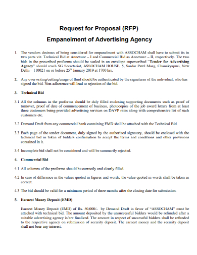 advertising agency empanelment of proposal