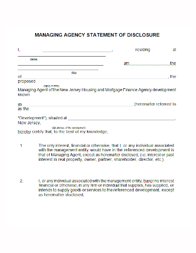 agency disclosure statement