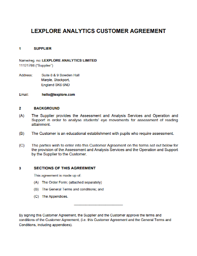 analytics supplier customer agreement
