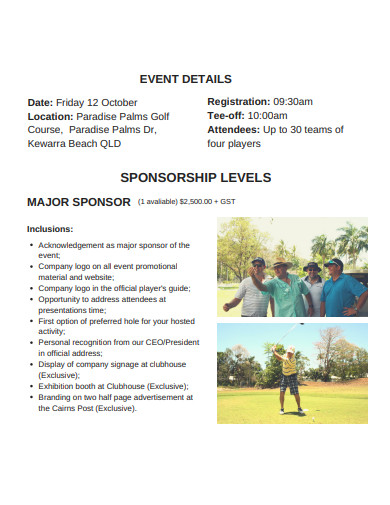 annual day golf sponsorship proposal