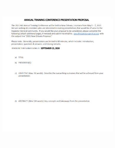 annual training conference presentation proposal