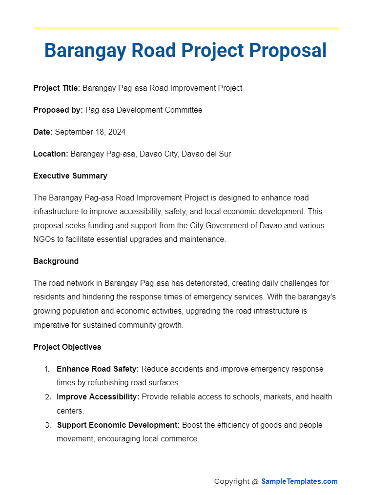 barangay road project proposal