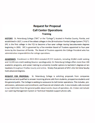 call center operations training proposal