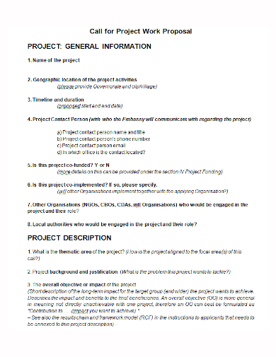 call for project work proposal