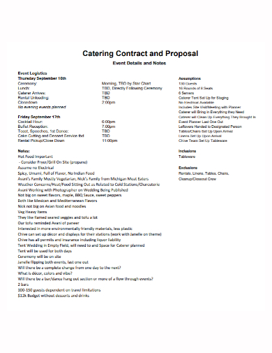 catering event contract proposal