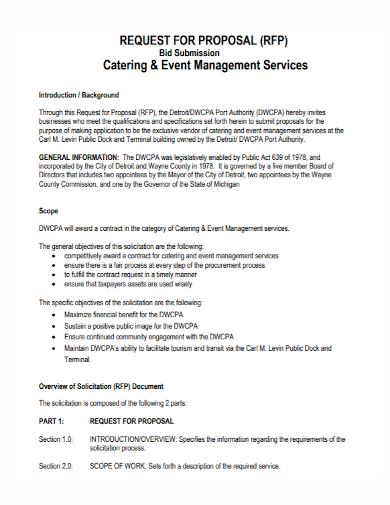 catering event management bid proposal