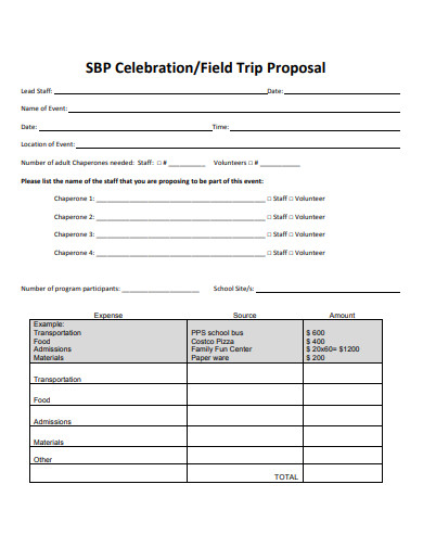 celebration field trip proposal