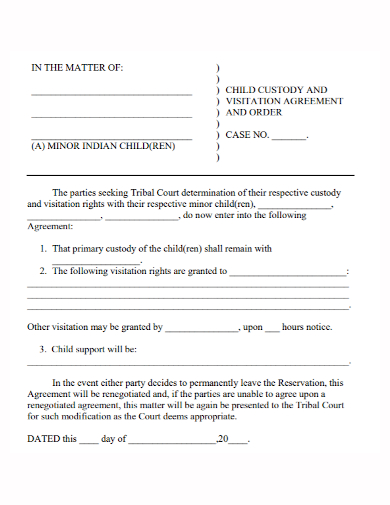 child custody visitation agreement