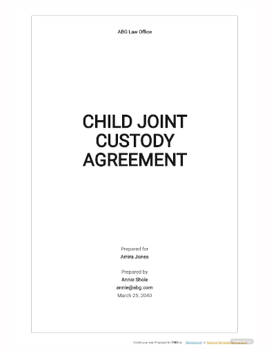child joint custody agreement template
