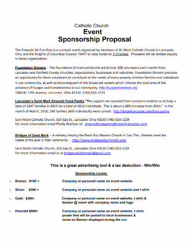 church event sponsorship proposal