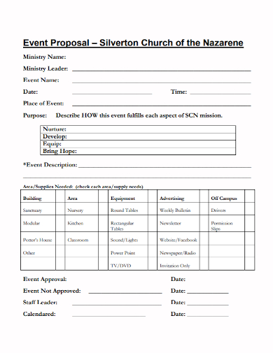 church ministry event proposal