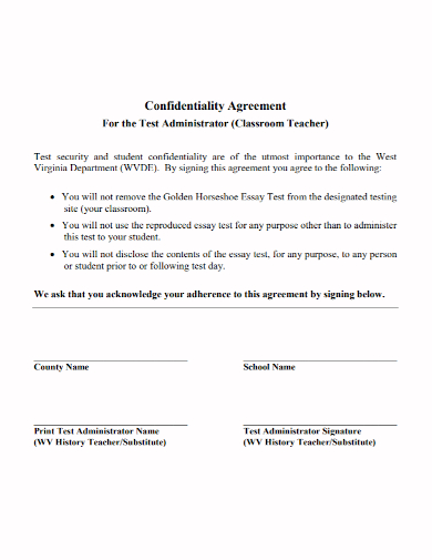 classroom teacher confidentiality agreement