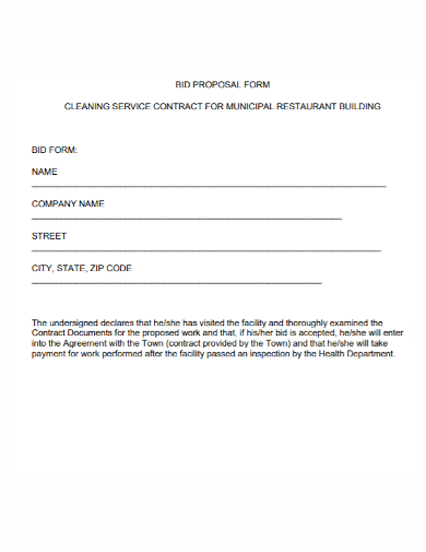 cleaning service bid proposal form