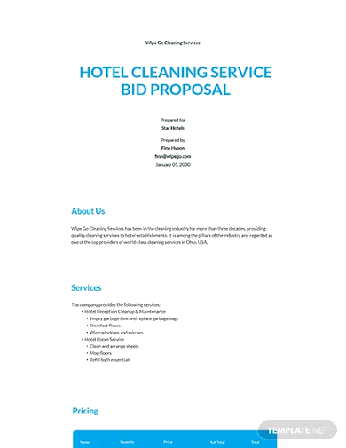 cleaning service bid proposal templates