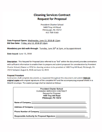 cleaning services contract request for proposal