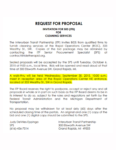 cleaning services request for bid proposal