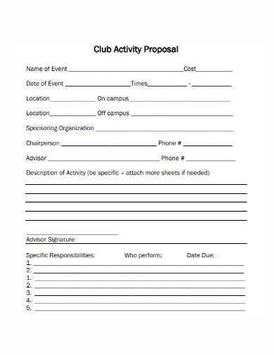 club event activity proposal