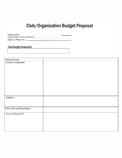 club event budget proposal