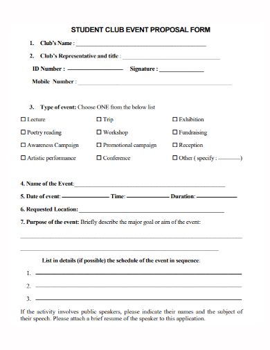 club event proposal form