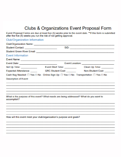 club organization event proposal form