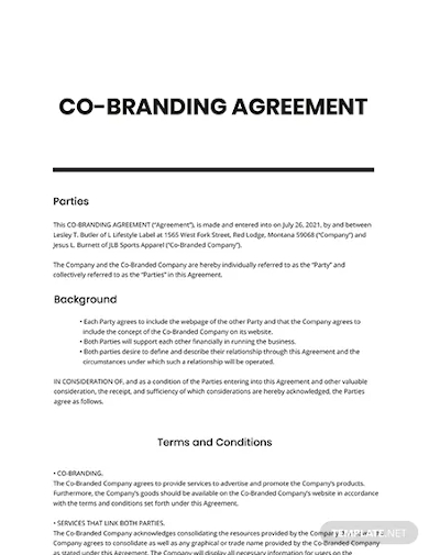 co branding agreement template