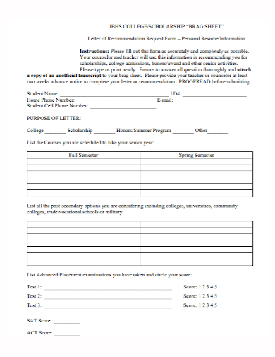FREE 10 Scholarship Brag Sheet Samples In PDF DOC