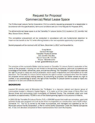 commercial retail lease request for proposal