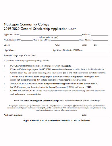 community college scholarship application essay
