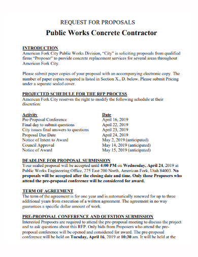 concrete contractor work proposal
