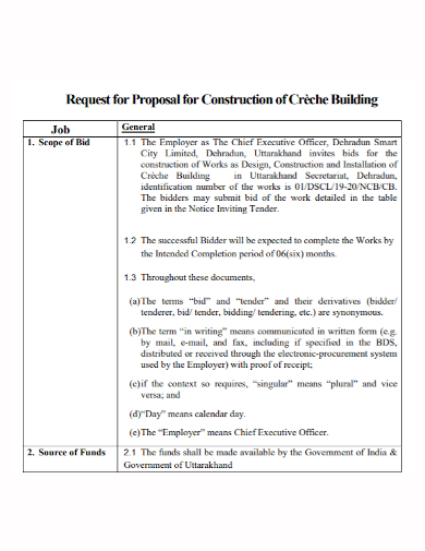 construction building job request for proposal