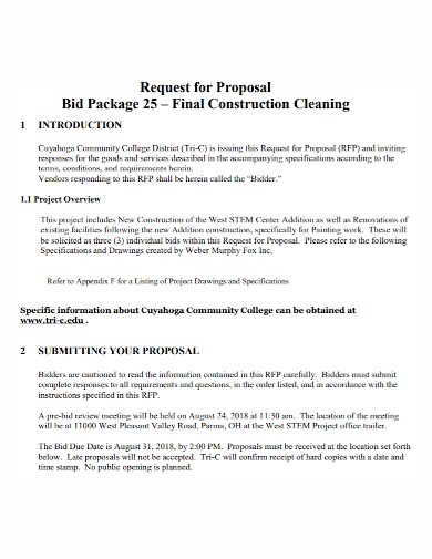 construction cleaning bid proposal