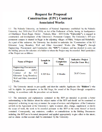 construction contract work proposal