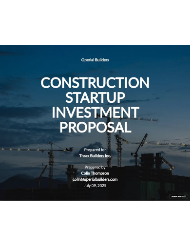 construction startup investment proposal