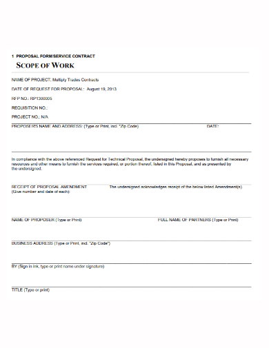 contract work proposal form