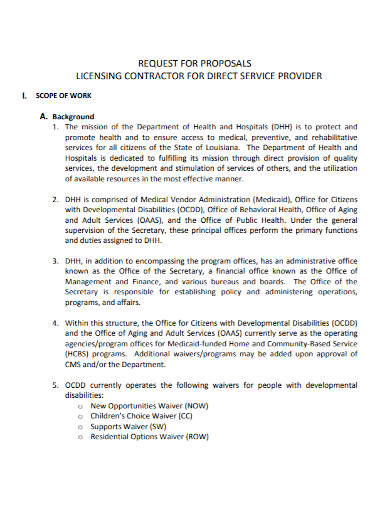 contractor service provider work proposal